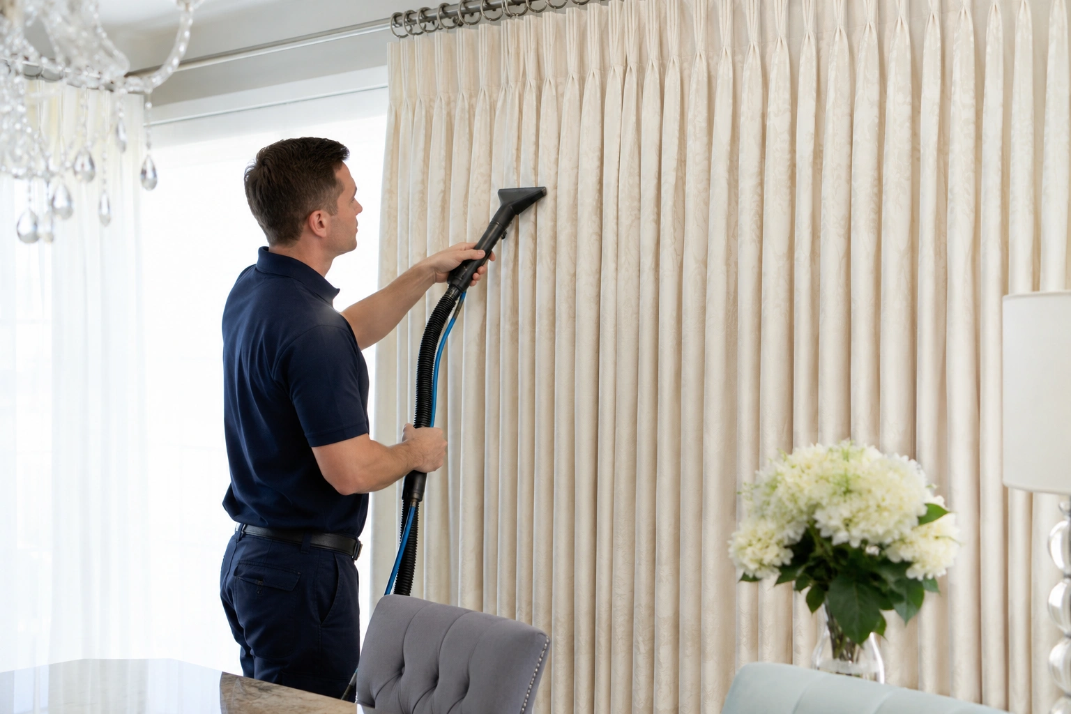 Curtain Cleaning crew working in Glengala
